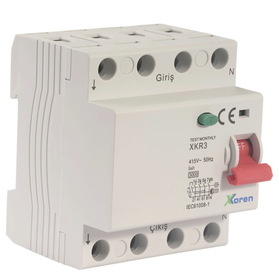 XKOREN 125A 3kA 300mA 4 Kutup (Elektronik-AC Tip Yangın Koruma) Kaçak Akım Koruma Şalteri XKOREN 125A 3kA 300mA 4 Kutup (Elektronik-AC Tip Yangın Koruma) Kaçak Akım Koruma Şalteri